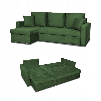 Bella Corner Sofa Bed with Sleeping Function, Corner Sofa, Family Furniture, Green Velvet