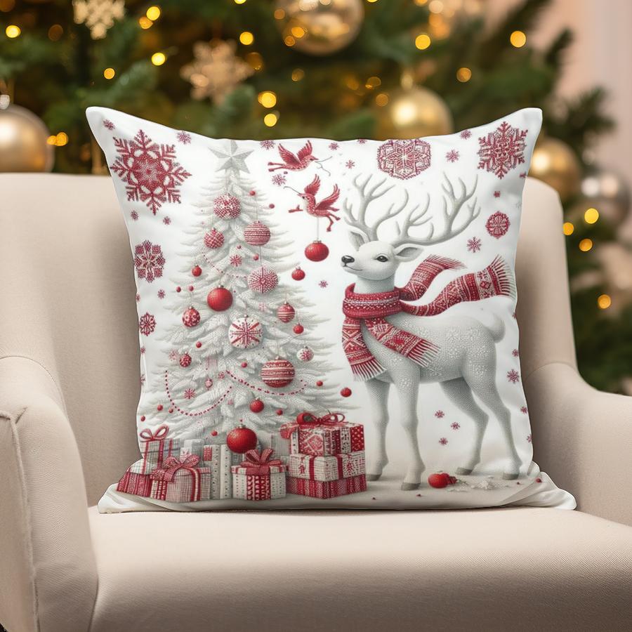 Home Decor Christmas Snowman & Tree Pillows Suitable For Sofa Bedroom Car Pillow Cover Cushion Rectangular Back Cushion