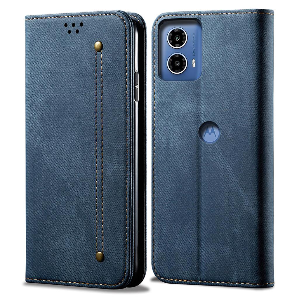 For Motorola Edge 50 Fusion 5G Case Jeans Cloth Texture Leather Magnetic Closure Phone Cover