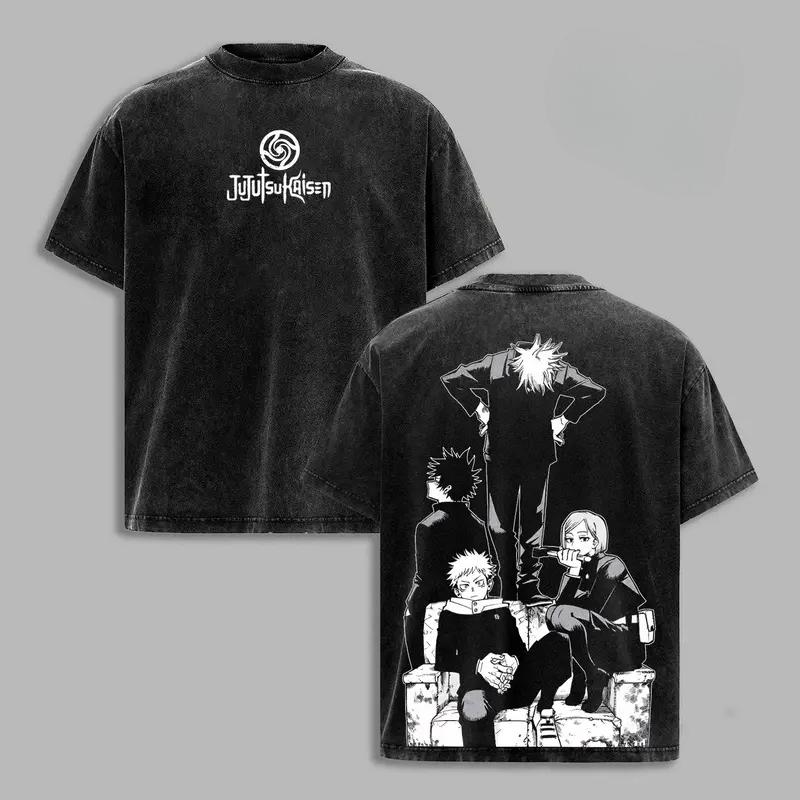 

Anime Jujutsu Kaisen Gojo Satoru Itadori Yuji Megumi Print T Shirt Men Women Clothing Cotton Tshirt Washed Tee Harajuku T-shirt XXL чёрный