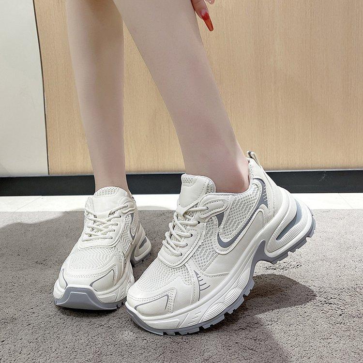 Mesh Color Matching Breathable Dad Shoes Summer New Campus Versatile Casual Women's Shoes Thick-soled Heightening Sports Shoes