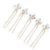 5Pcs Crystal Flower Hair Pins Simple Retro Elegant Shiny Light Rhinestone Hair Piece for Party Wedding Bouquet