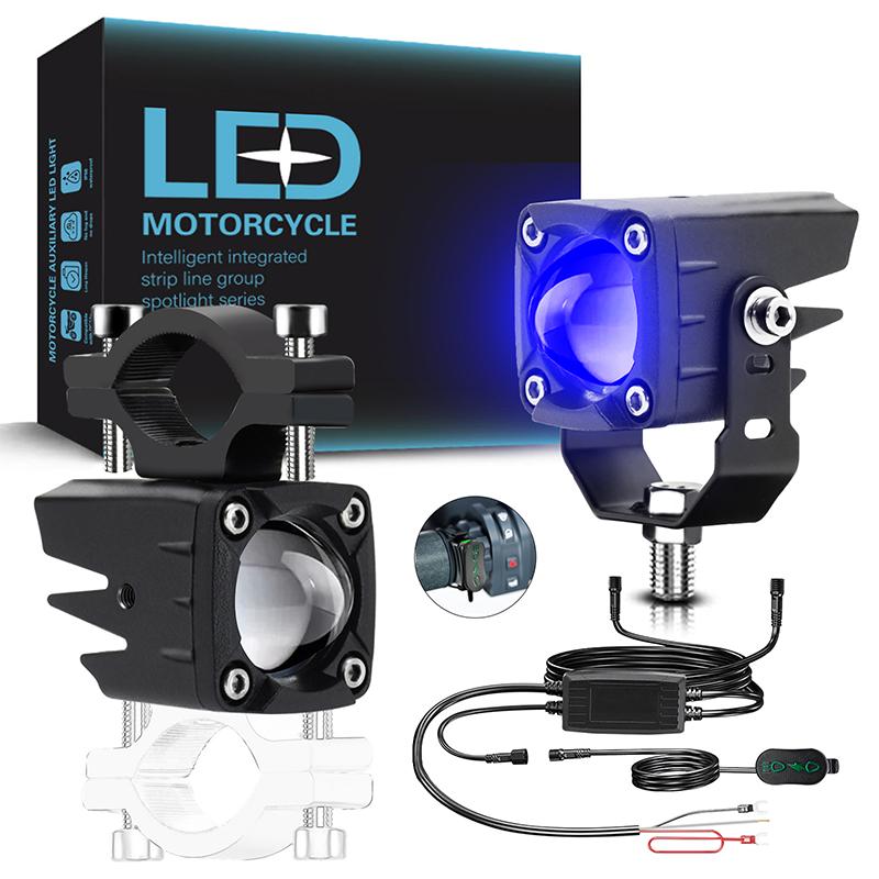 

120 Вт Мотоциклетные светодиодные противотуманные фары 18000 лм 6 режимов освещения Светодиодные вспомогательные фары, совместимые с трактором, грузовиком, квадроциклом, UTV, внедорожником синий