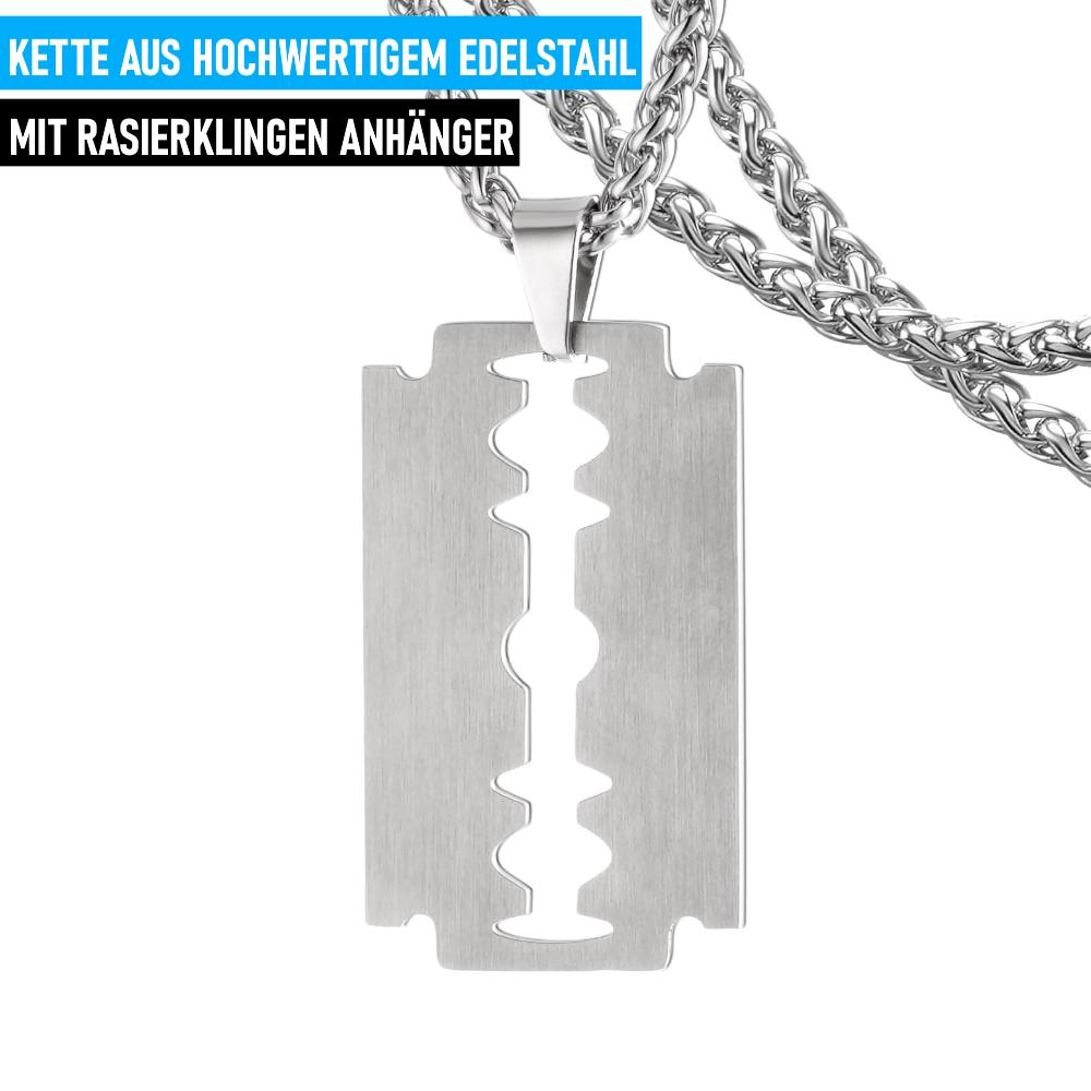 RAZORNECK მამაკაცის სამართებლის ყელსაბამი უჟანგავი ფოლადი სამართებლის პირი ჰიპ ჰოპი ძაღლის ჟეტონი