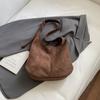 Autumn Winter Large Capacity Suede Shoulder Bag Women's Casual Buckle Shopping Tote Bags Solid Color Student Book Handbags