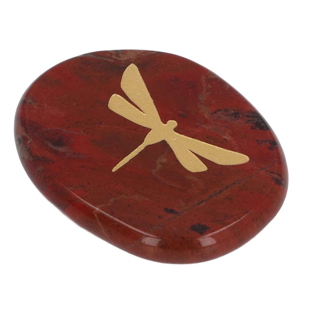 Worry Stone Gold Color Carved Dragonfly Sk Relaxing and Soothing Balance Stone