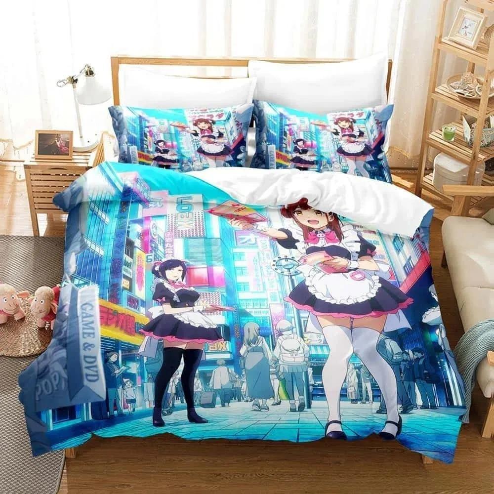 3D Anime Akiba Maid War Bedding Collection Single Twin Full Queen King Size Bed Collection Adult Kid Bedroom Duvet Cover Collections Home Textiles