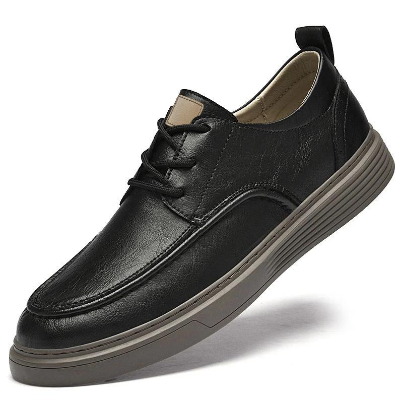 

Fashion Genuine Leather Mens Shoes British Style Luxury Designer Business Casual Shoes High Quality Brand Walking Comfy Men Formal Shoes 37 чёрный