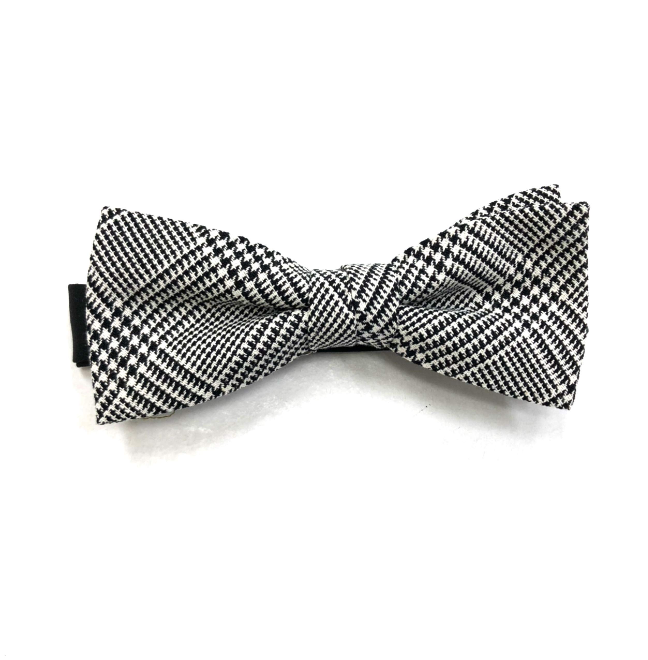 

[HANG OVER] [Made in Japan] Semi-butterfly Cotton Denim Leopard Print Glen Check Bow Tie (Glen Check)