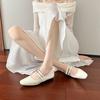 Spring and summer new high-end retro square head shallow mouth single shoes women's soft leather thick heel late evening wind Mary Jane shoes