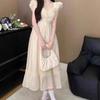 White Puff Sleeve Summer Dress Women's Waist-Cinched French Elegant Fairy Style, 2026