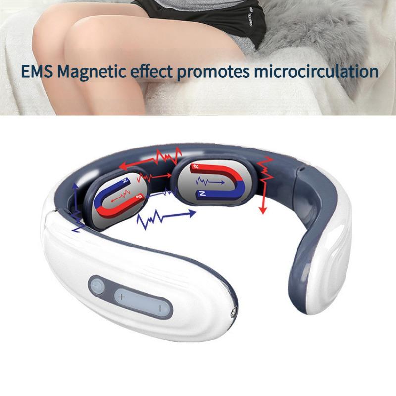 Massaggiatore Elettrico per Collo e Spalle a Impulsi Impastamento 4 Testine TENS Impulso Magnetico Compressa Calda Vertebre Cervicali Rilassamento Sollievo dal Dolore Massaggio Cura della Salute
