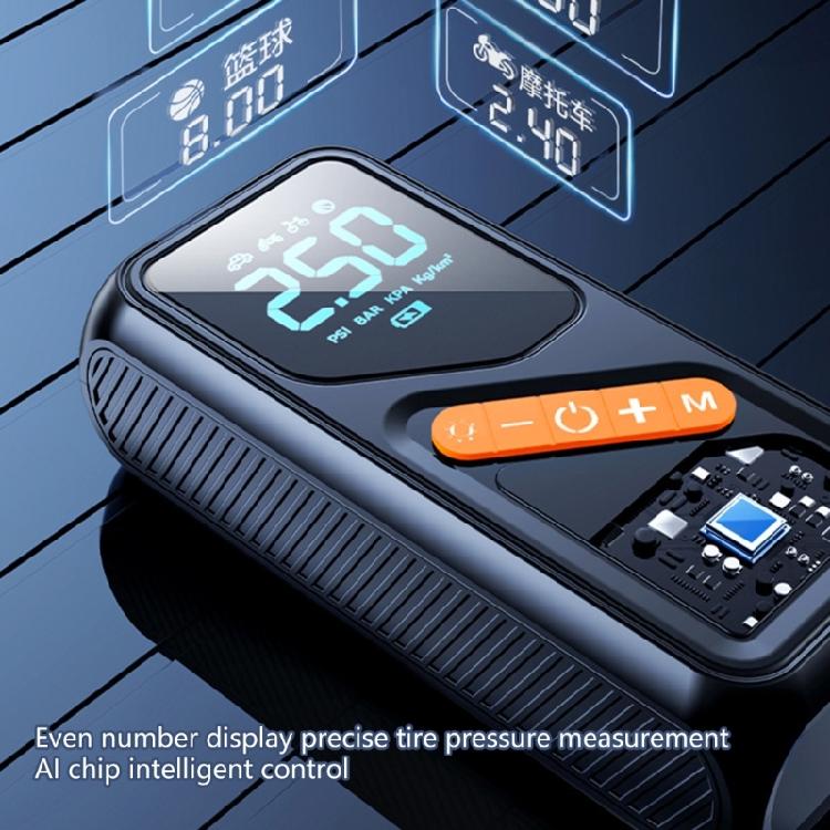 Rechargeable Air Pumps with Digital Display & Build  In Emergency Light Electric Tire Inflator for Car Tires & Sports Gear