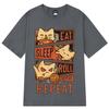 2026 Summer Cotton Tee Eat Sleep Roll Repeat Cat Graphic Unisex WOMEN Plus Size Loose Casual Hip Hop Streetwear Breathable Top