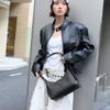 Charles & Keith Small CK Double Strap Studded Minimalist PU Underarm Shoulder Bag Women shoulder bag Black CK2-20782708