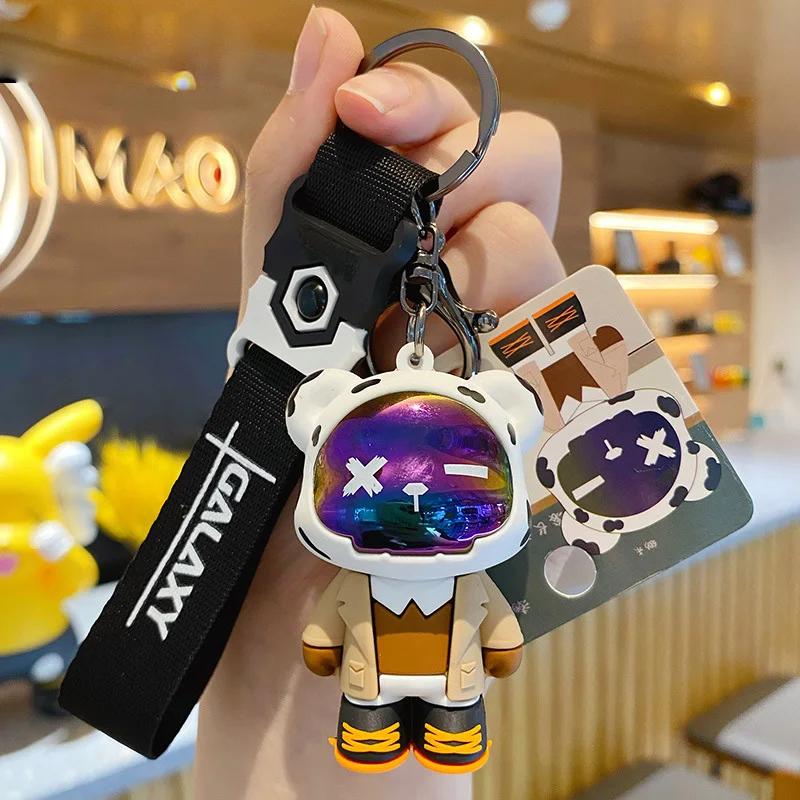 Cartoon Bear Keychain Punk Animal Keyring Car Bag Pendant Key Chains Couple Halloween Gift