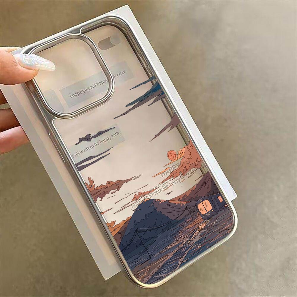Японский Эстетичный Пейзаж с Горой Фудзи Прозрачный Чехол Для iPhone 16 Pro Max Чехлы iPhone 17 11 12 13 14 15 Pro Max Plus TPU Coque iPhone 11 Pro