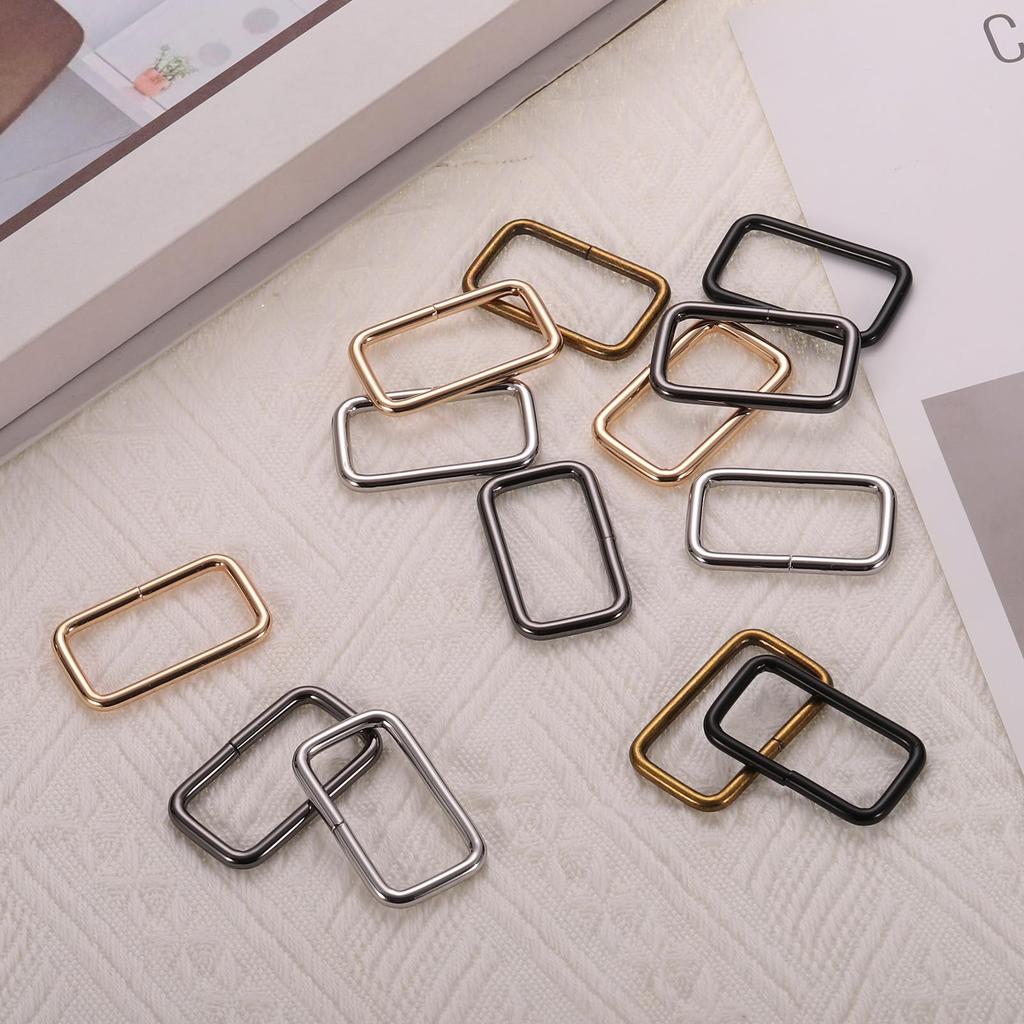 36pcs Metal Rectangle Ring Buckles x Square Strap Webbing Belt Rings for Camping Dog Luggage Belt Craft DIY Accessories Bronze [uxcell] 4/5" 1"
