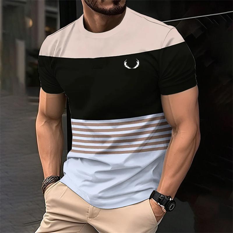 Simple Striped 3D Printed T Shirts For Men Fashion Summer Short Sleeve 3D Printed Kids T-shirts Casual Daily Wear Loose Tees