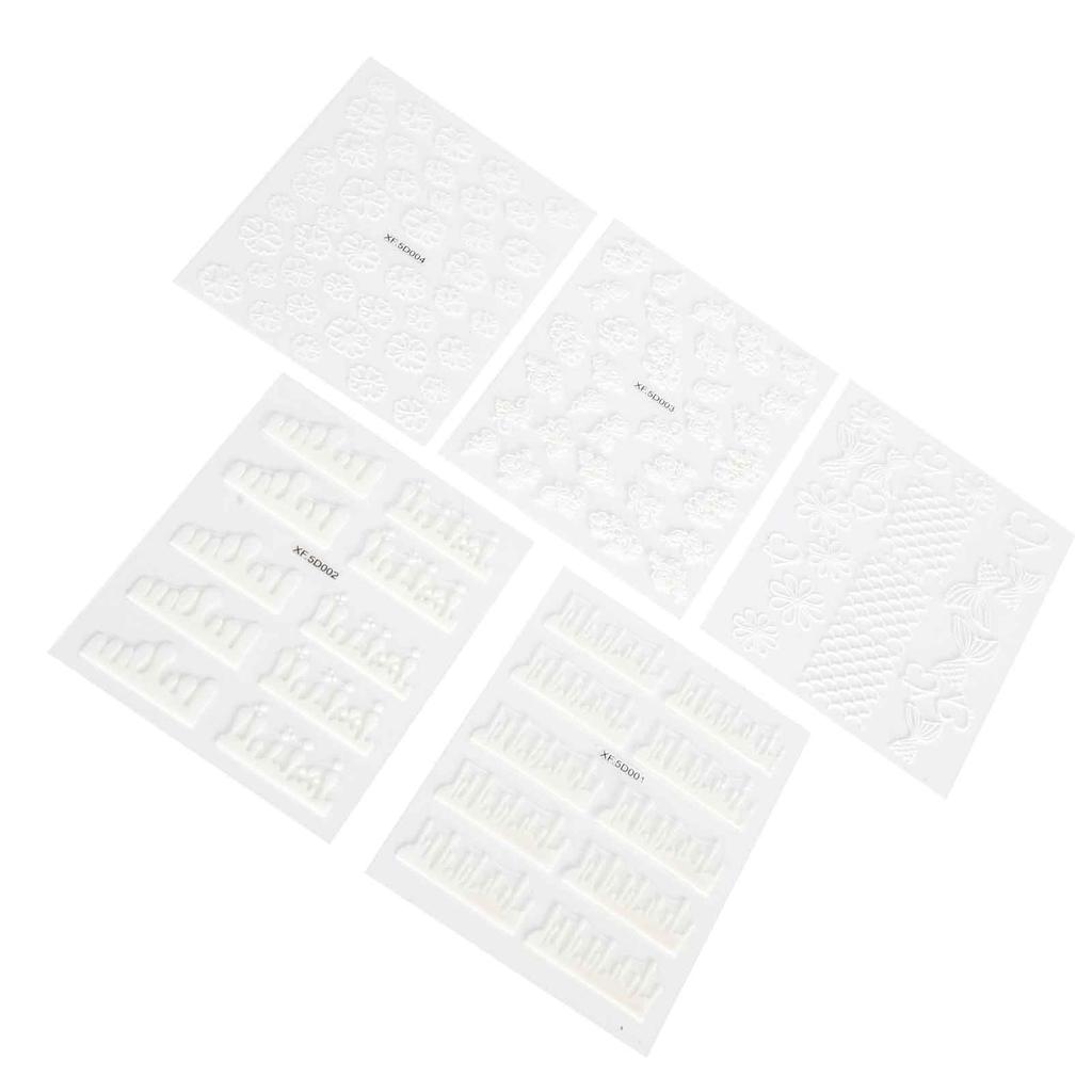 5 Sheet Embossed Nail Decal Exquisite DIY Nail Art Sticker Decoration Manicure Tool