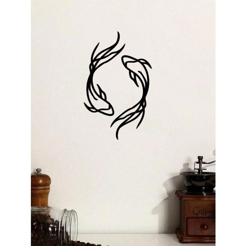 Metal Fish Wall Sculpture 0.5lb Black Iron Art Fishing Decor for Fisherman Gift Nautical Farmhouse Hanging Ornament for Living Room Bathroom Office