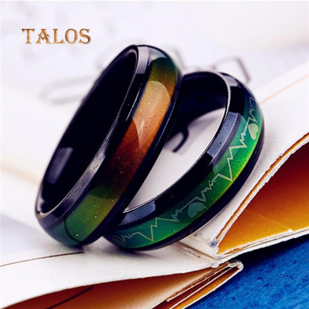 Unisex Female Male Heart Heartbeats Color Changeable by Mood Band Lovers Couple Ring