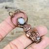 Rainbow Moonstone Rough Pendant Electroformed Copper Pendant Natural Gemstone Pendant Owl Pendant Handmade Copper Jewelry Anniversary Gifts