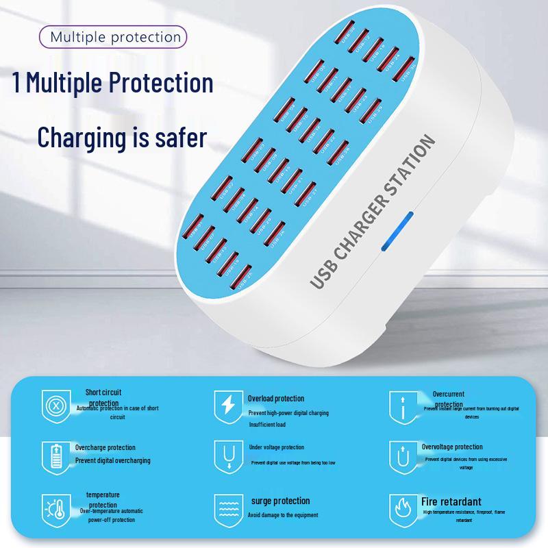 High-Power 160W Multi-Port USB Smart Charger: 30, 24, 18, 12-Port Options