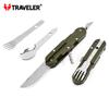Traveler Multitool K607 Knife, Spoon, Fork, Corkscrew, Bottle Opener, with Case