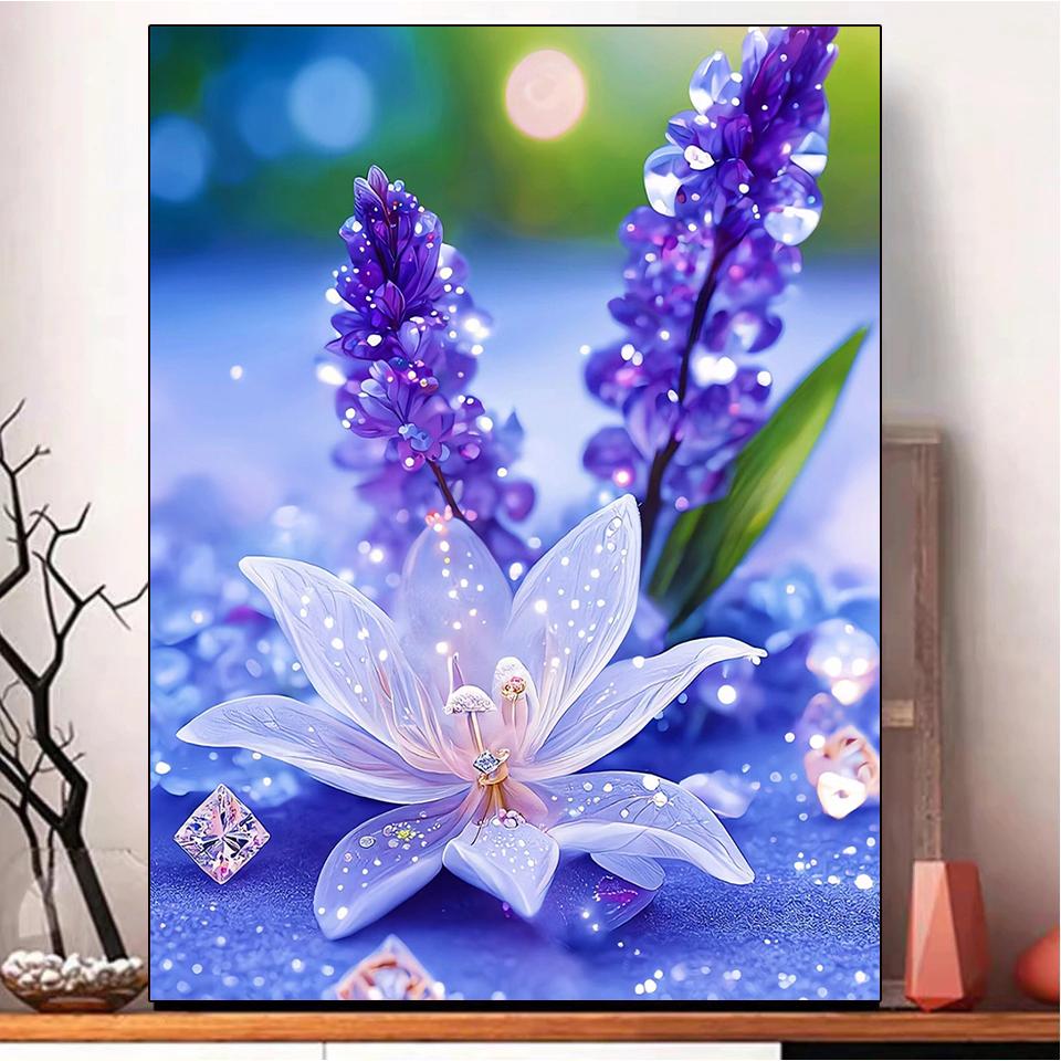 Diamond Painting Blooming Flower Cross Stitch Kits DIY Diamond Mosaic  Purple Flower New Arrivals Art Home Decor Handicraf Gift