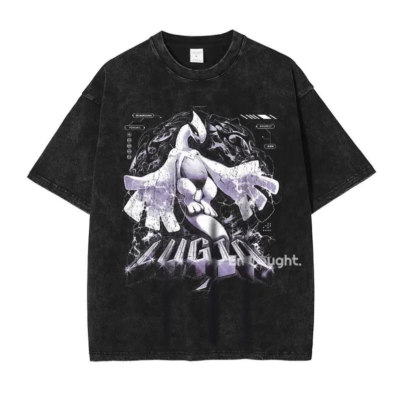 Anime Lugia Butterfree Drago Vintage Lavato Nuovi Arrivi Abbigliamento Uomo Maglietta Uomo Magliette Grafiche Uomo T-shirt da Uomo per Uomo