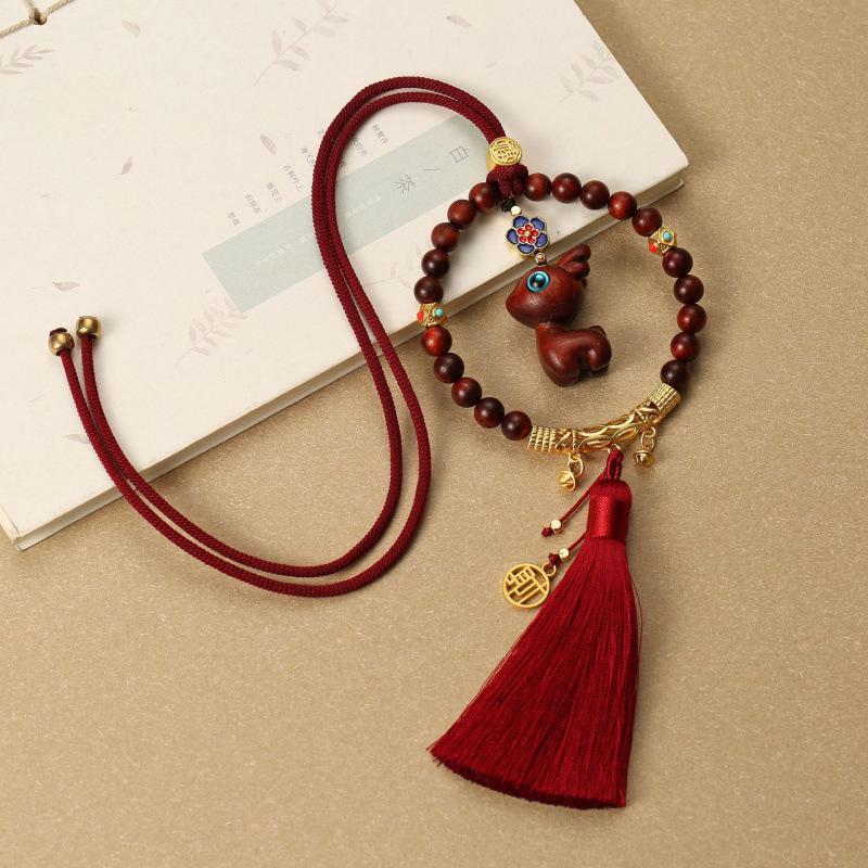 Sandalwood Deer Car Pendant: Cute Rearview Mirror Ornament for Men & Women