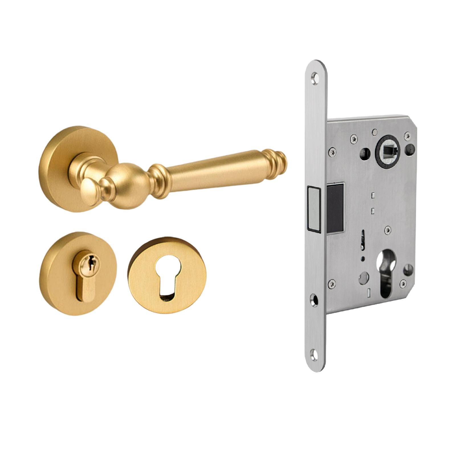 

Дверной замок Легкая установка Дверной рычаг для спальни для входной двери спальни золотой