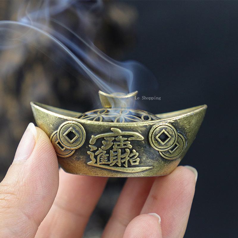 The God of Wealth/Ingot Shape Incense Burner Household Indoor Incense Slice Cone Incense Retro Censer Tabletop Small Decoration