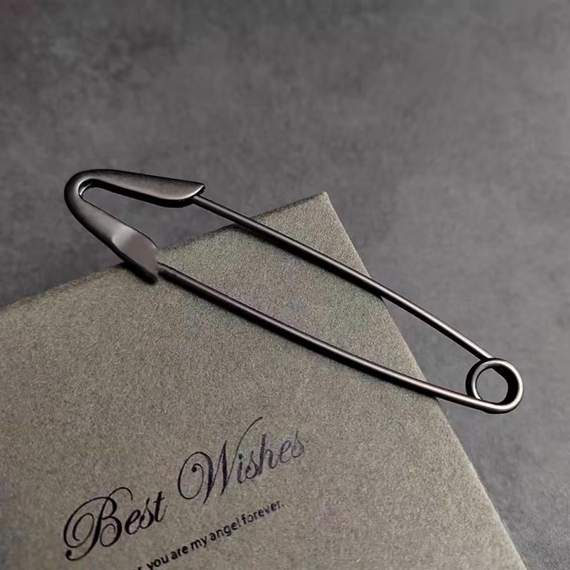 Large Brooch in Matte Gun Color Discreet Safety Pin Classic Accessories for Outerwear Business and Casual Use