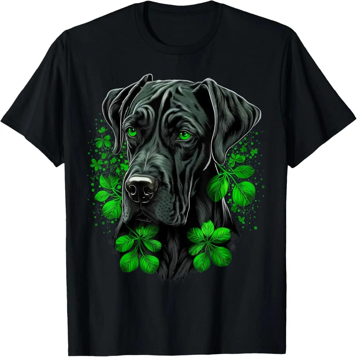 Green Great Dane shamrock on St Patricks Day Great Dane T-Shirt S
