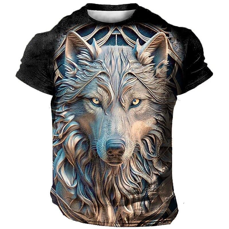 Animal Men'S T-Shirt 3d Tiger Print Fierce Beast Men Clothing Summer Casual Short Sleeved Street Cool Tops Tee Oversized T Shirt