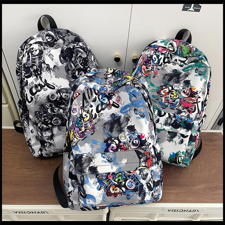 Schoolbag1011 New Personalized Graffiti Large Capacity Class Backpack Fashion Versatile School Bag Leisure Wind Big Backpack