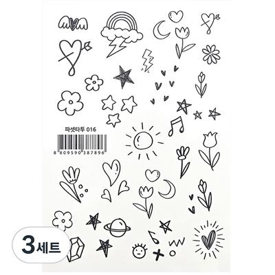 Facet Tattoo Sticker 16 Types Set, Facet Tattoo 016, 3 Sets