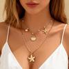 Bohemian Starfish Shell Pendant Necklace Ocean Series Imitation Pearl Vacation Wind Collarbone Chain Women