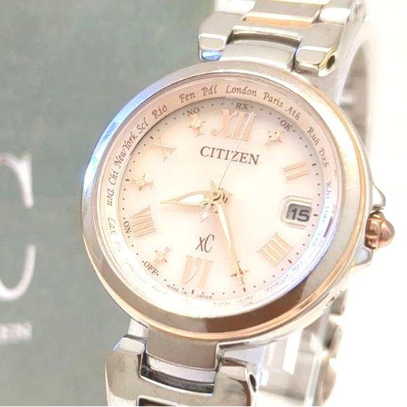 Used Good Condition CITIZEN xC Citizen Cross Sea Pink Dial Solar Watch Working Item Radio Solar Eco Drive XC
