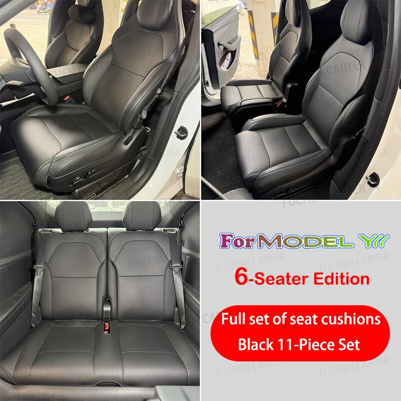 For Tesla ModelY YL Juniper25+ PU Seat Cushion Ventilation Comfortable, Four Seasons Universal Split Single Sitting Back Row Set