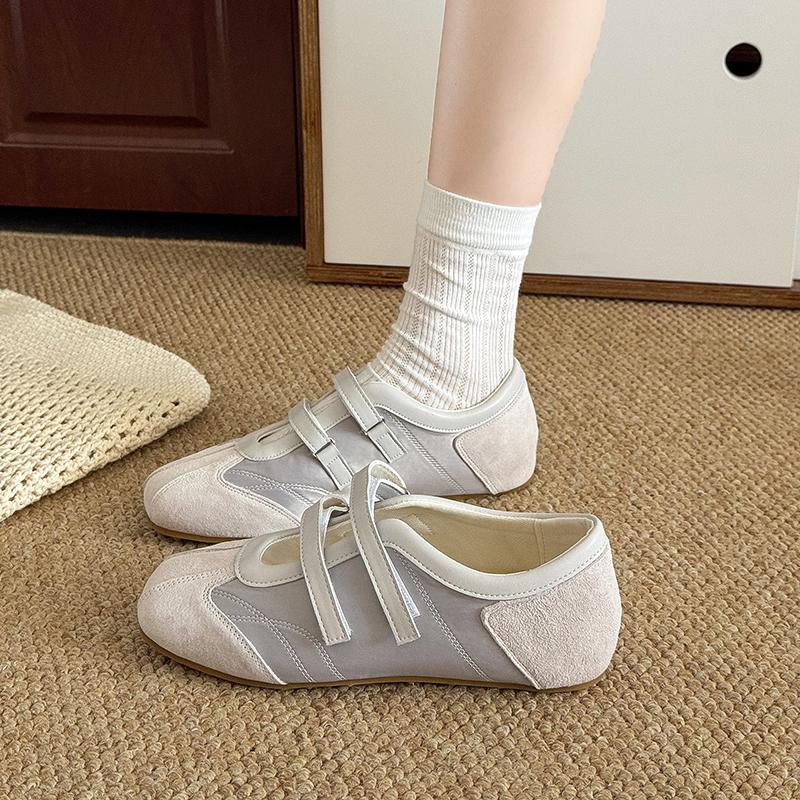 Fashion Aphixta Hook Loop Flat With Flats Shallow Elegant Women Flat Shoes Blue Suede Upper Loafers Mary Janes Shoes Casual Footwear