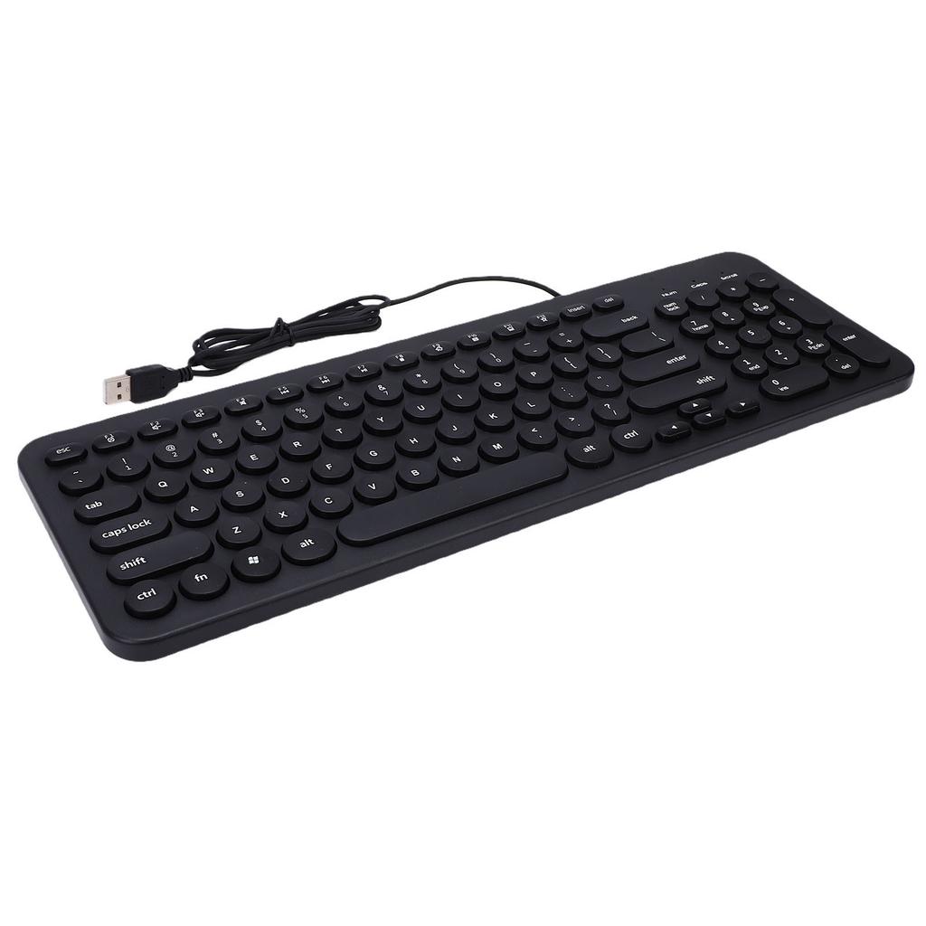 Small Wired Keyboard Multifunctional Zero Latency Quiet Round Keys Compact USB Laptop Keyboard