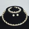 Bridal Wedding Pearl Rhinestone Bundle Neck Chain Collar Bracelet Stud Earrings Three-piece Amazon Claw Chain Set