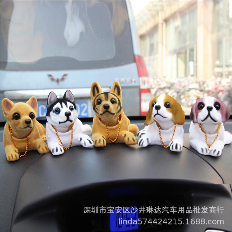 

Cute Bobblehead Dog Resin Car Ornament - High-End Interior Console Decoration Shar Pei Brown