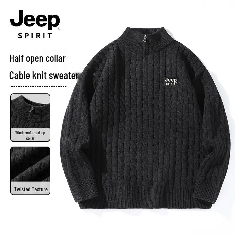 JEEP SPIRIT Men's Winter Stand-Collar Knit Sweaters