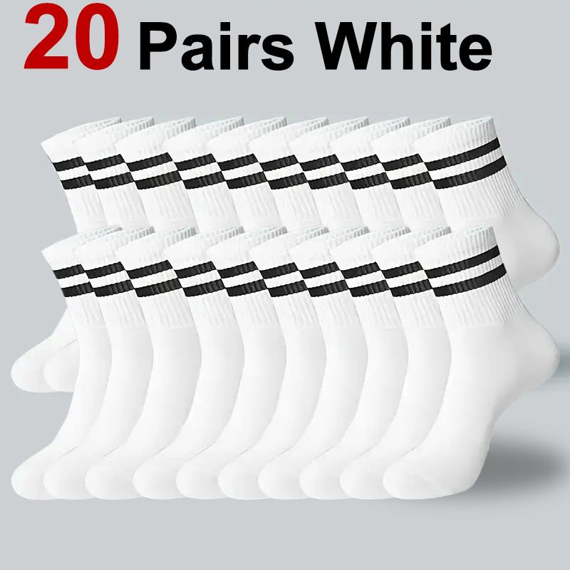 6/10/20 Pairs Men Women Striped Socks Fashion Color Soft Comfortable Sweat Absorbing Breathable Lovers Sports Style Casual Socks