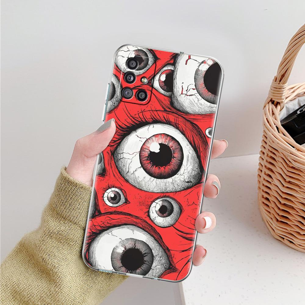 Phone Case For Samsung A15 A13 A35 A55 A51 A71 A41 A31 A21S A05 A17 A23 A25 A33 A53 A73 5G A07 4G Cover Scary Devil Eye Pattern