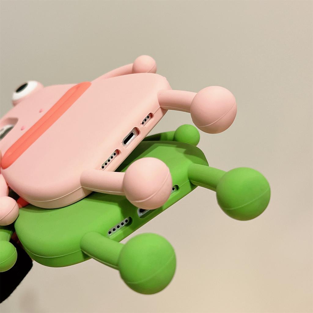 For iPhone 15 Silicone Case Cute Sausage Mouth Frog Design Shockproof Phone Back Cover